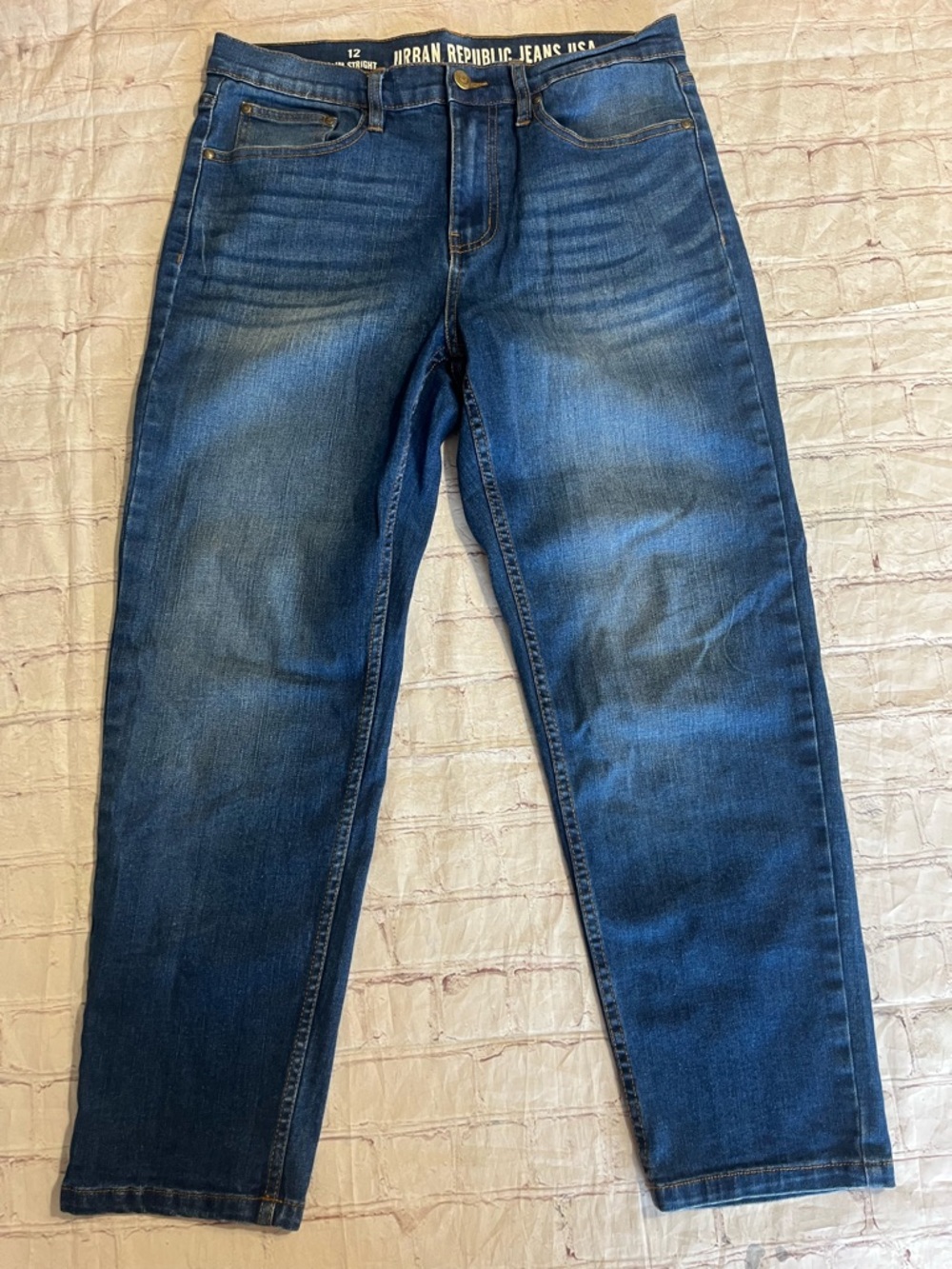 Urban Republic Womens Slim Straight Jeans Size 12 Blue Denim Mid Rise Stretch